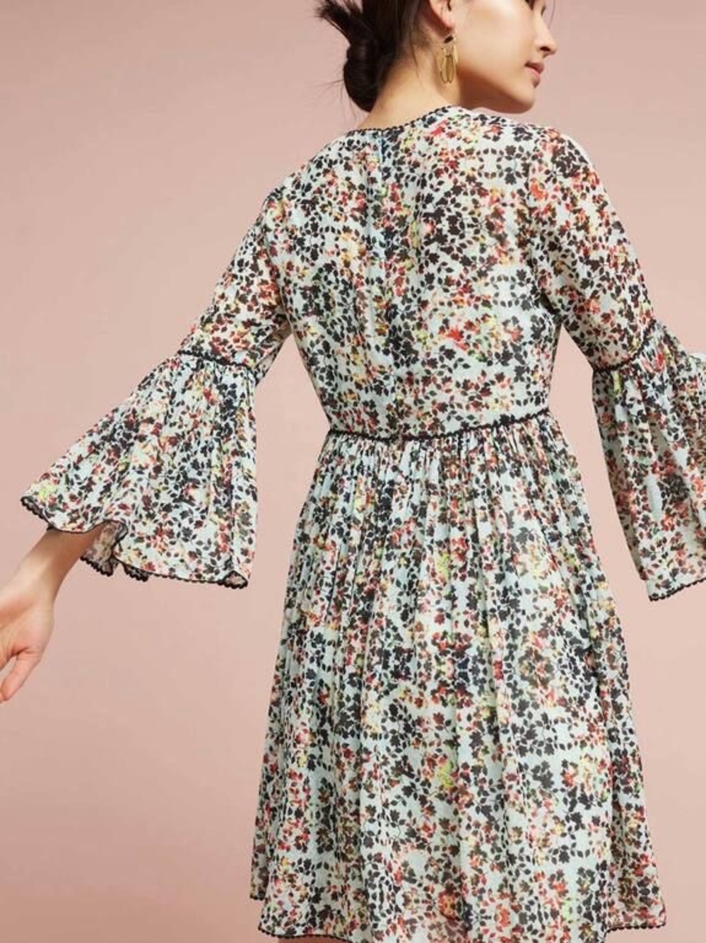 Bhanuni by Jyoti Floral Embroidered Babydoll Dress Bohemian Flowy Size 12 - Picture 3 of 16